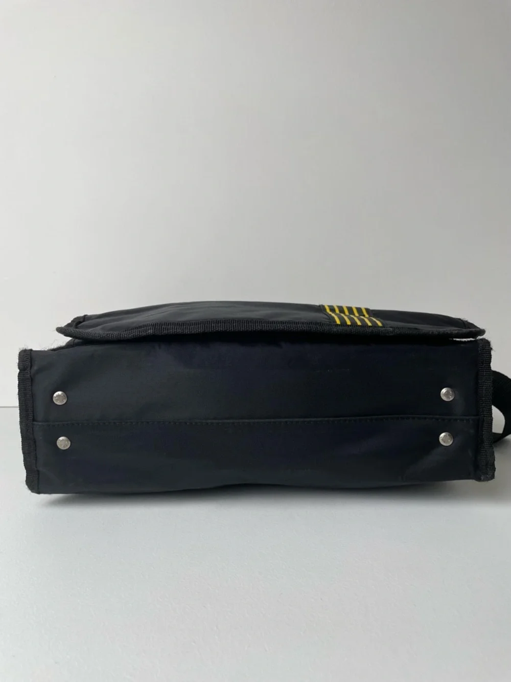 Vintage Dr. Martens Yellow Black Nylon Logo Striped Crossbody Messenger Bag